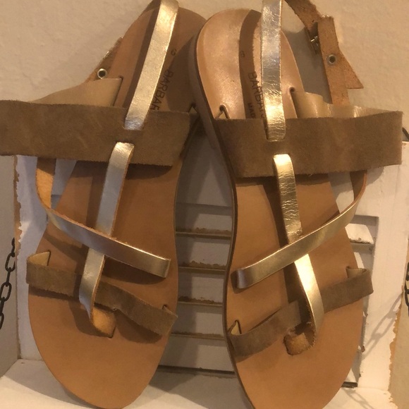 Gold, tan color(suede) sandal size 6 - Picture 1 of 9